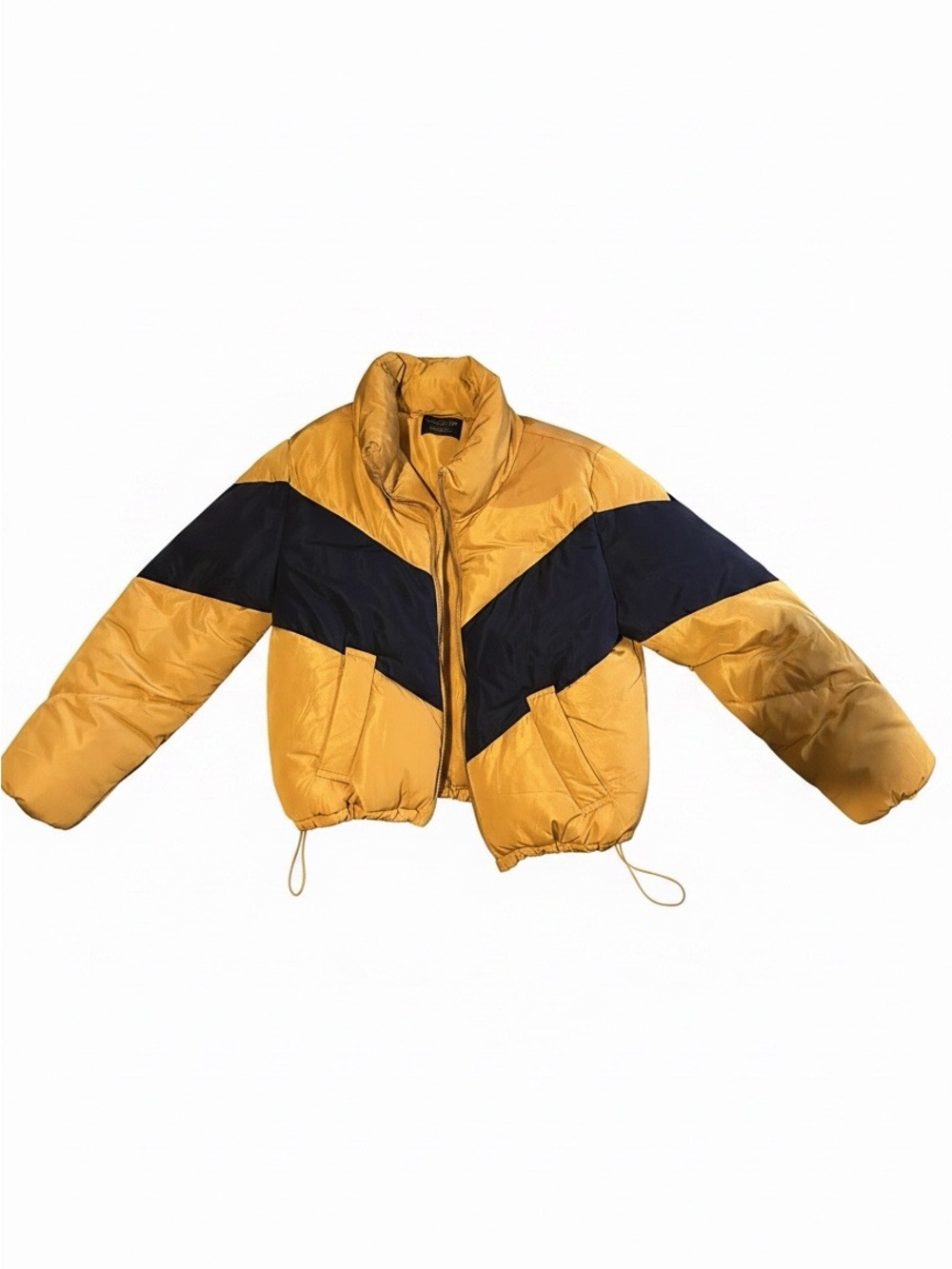 Love Tree Yellow and Navy Colorblock Puffer Jacket